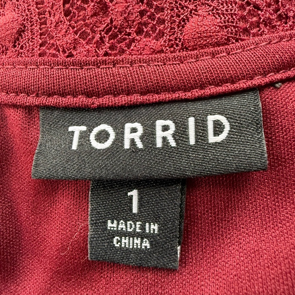 Torrid Mini Dress Fit Flare Burgundy Lace, Plus Size 1X (14-16) EUC - Picture 9 of 11